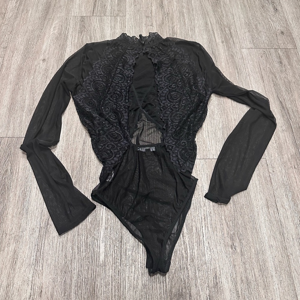 Elegant Black Lace Bodysuit